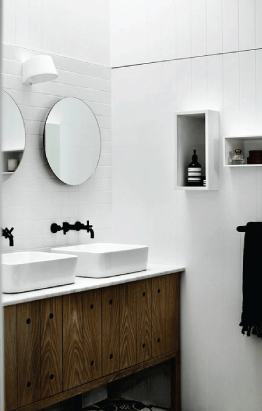 Fotos de banheiros com espelho redondo