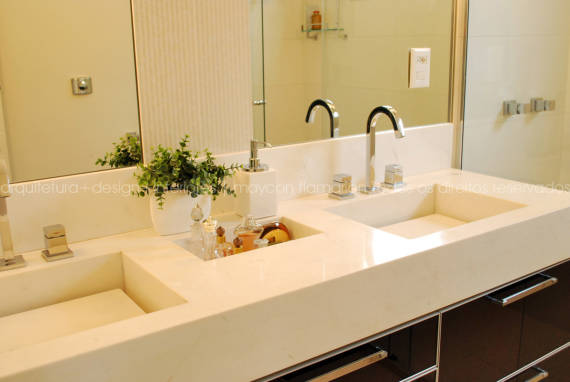 Fotos de banheiros com bancada de marmoglass branco