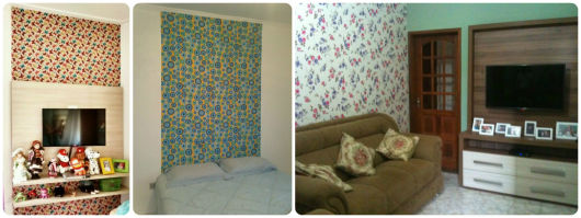 ideias para usar parede decorada tecido