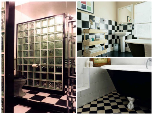 banheiros com piso xadrez
