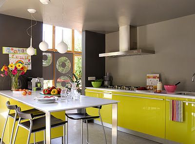 cozinha cinza e amarela