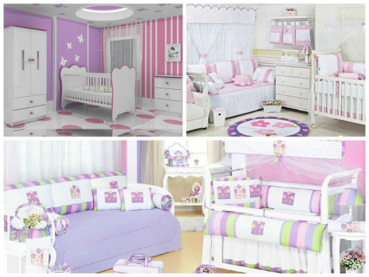 modelos quarto bebê rosa e lilás