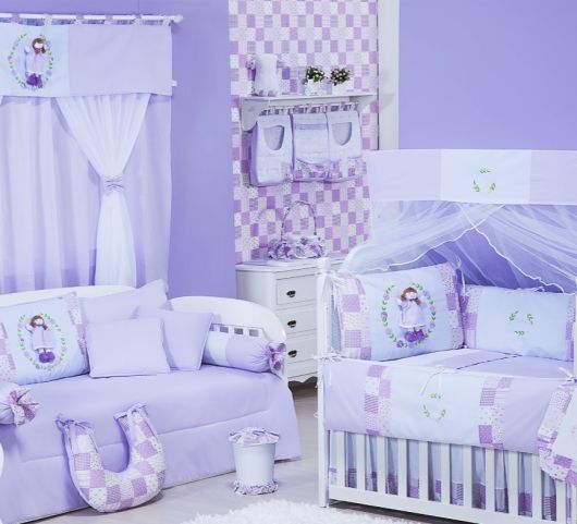 Papel de parede para quarto de bebê lilás menina