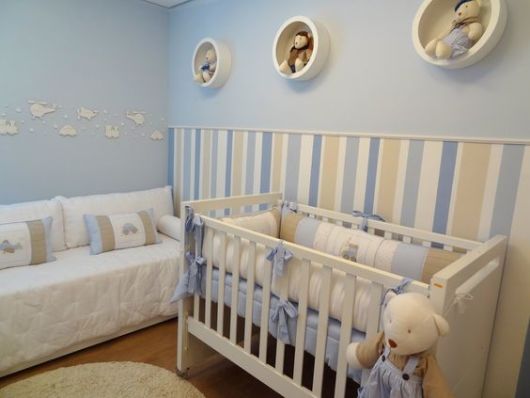 Papel de parede para quarto de bebê listra azul