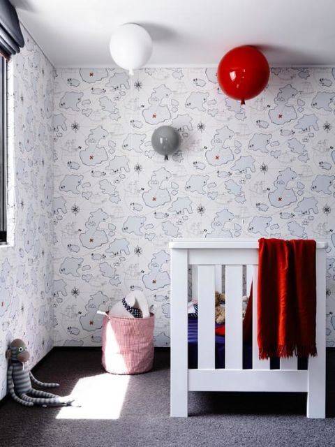 Papel de parede para quarto de bebê mapas