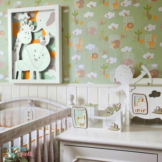 Papel de parede para quarto de bebê safari
