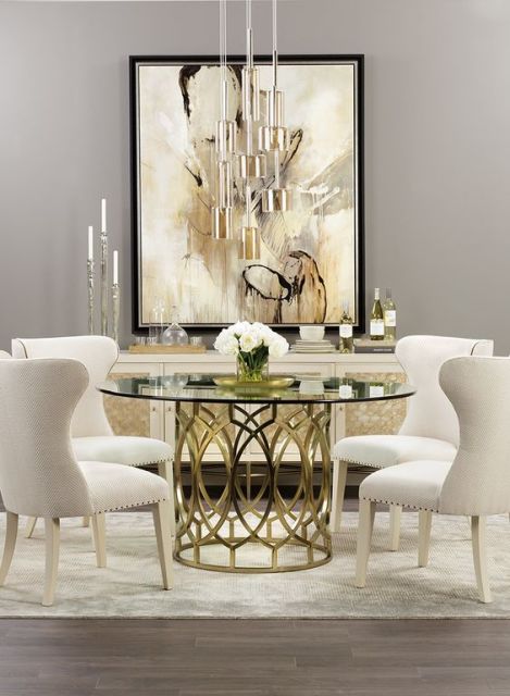 mesa de jantar redonda de vidro clássica