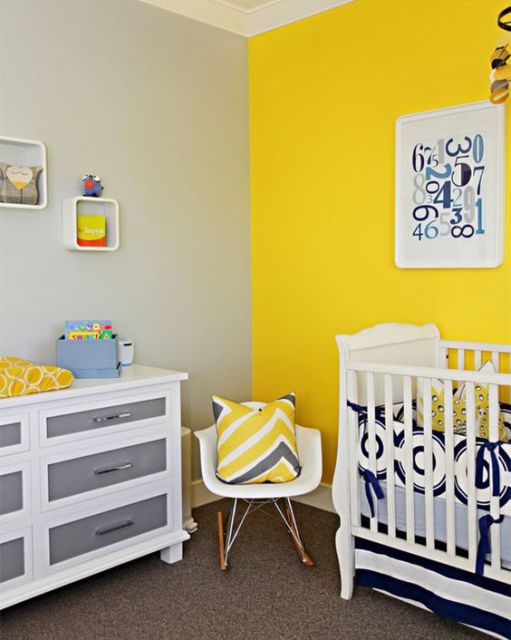 quarto de bebê amarelo com azul enxoval azul