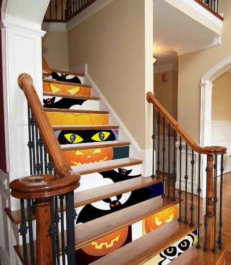 decoração de escada com adesivo