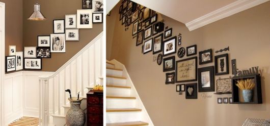decoração de escada com fotos