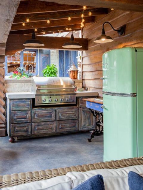 geladeira colorida cozinha rústica