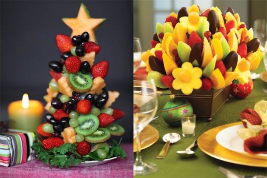 mesa de natal com frutas