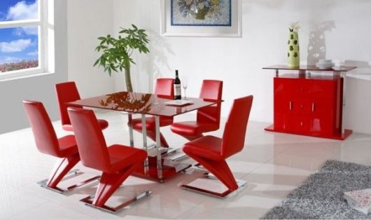 móveis coloridos cozinha vermelha