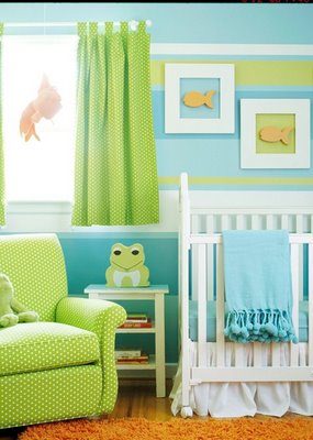 quarto de bebê azul e verde estilo
