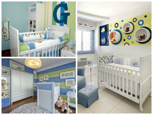 quarto de bebê azul e verde modelos