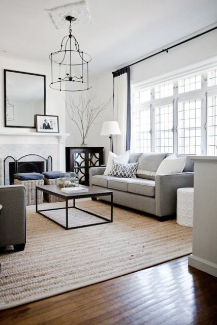 salas com sofá cinza luxo