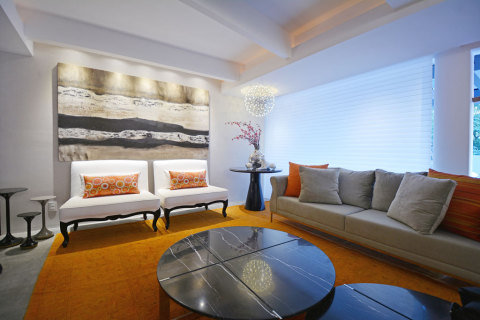 salas com sofá cinza tapete