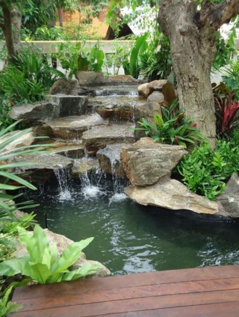 Lago artificial: 49 fotos de projetos e passo a passo! Cascata em lago ornamental