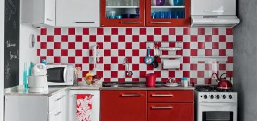cozinha vermelha e branca