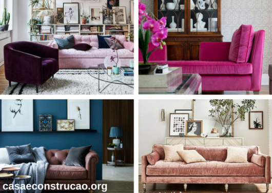 sofás de veludo rosa