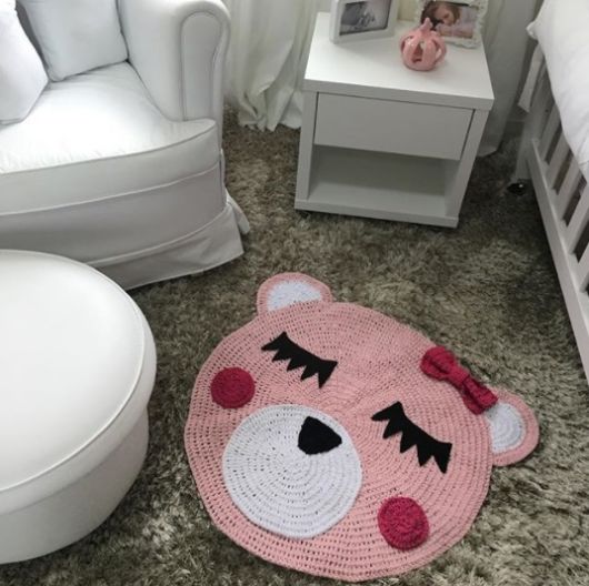tapete de crochê urso rosa
