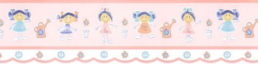 faixa para quarto de bebê feminino com desenho de meninas