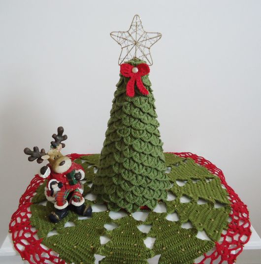 árvore de natal artesanal de crochê