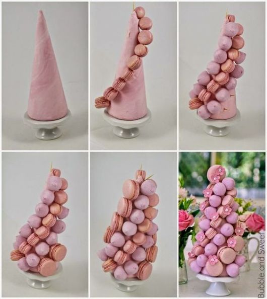 árvore de natal artesanal macarons rosas