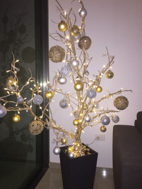 árvore de natal artesanal galho seco decorado