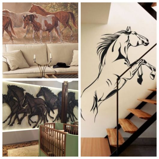 decoração country com quadros de cavalos