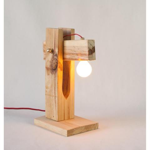 luminária de madeira de mesa artesanal