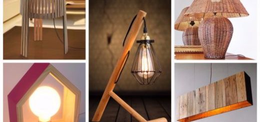 luminária de madeira