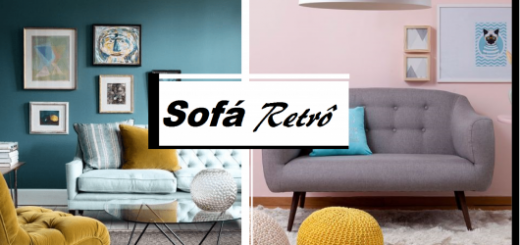 Ilustraçao capa do post sobre sofá retrô com dois sofás nas cores branco e cinza.