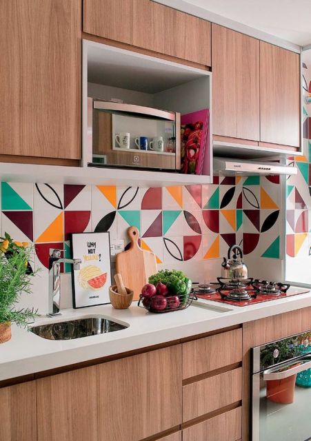 parede colorida cozinha