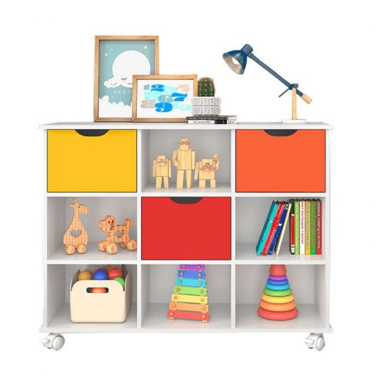 estante para brinquedos colorida