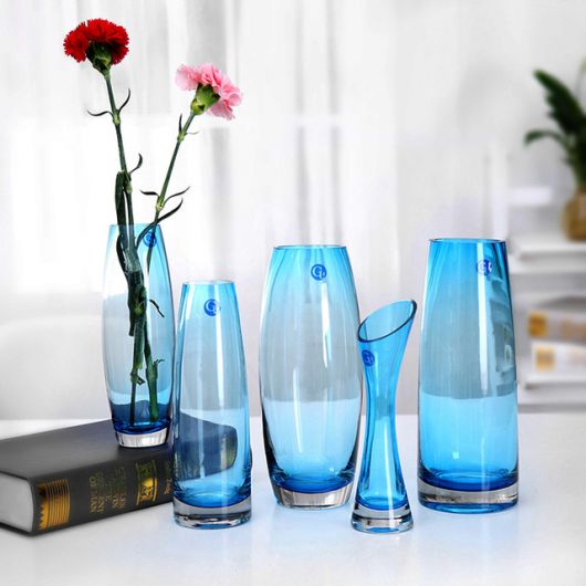 vaso azul transparente para decorar