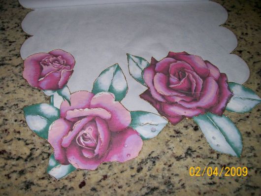 Decoupage em tecido com flores