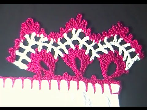 Bico de crochê com duas cores de linhas