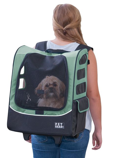 Algumas bolsas para cachorros de rodinhas viram mochilas também