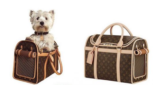 Bolsa para carregar cachorro da Louis Vuitton, muito usada pelas celebridades