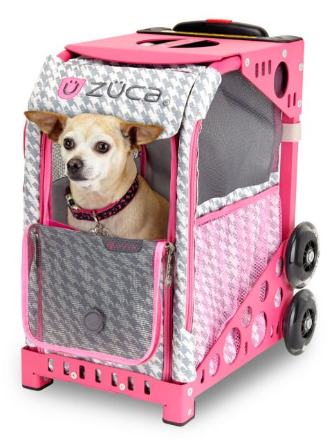 Modelo de bolsa para cachorro rosa com rodinhas