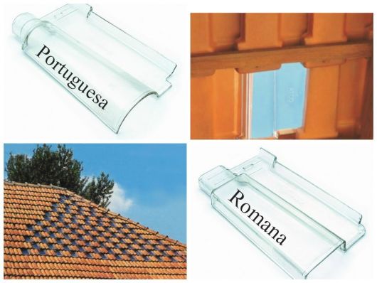 Diferença de design entre a telha romana e a portuguesa