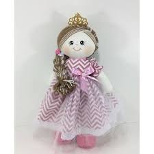 Boneca de Pano Princesa com estampa de chevron