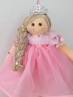 Boneca de Pano Princesa com cabelo de lã