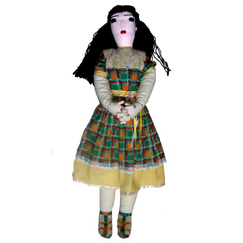 Boneca de Pano antiga com vestido estampado