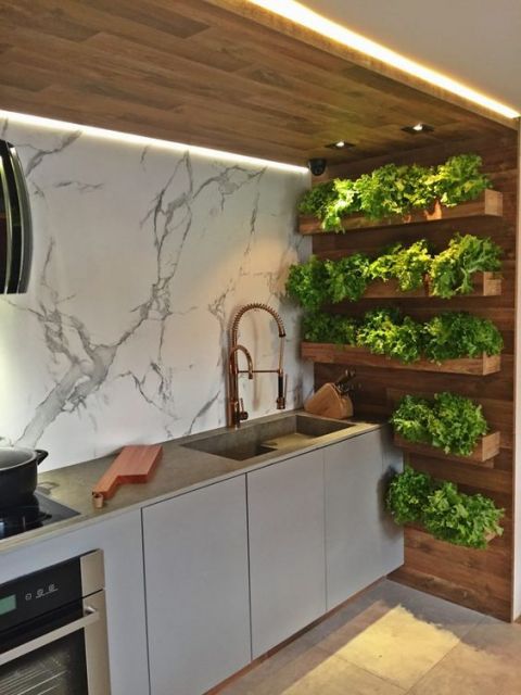 cozinha moderna com horta
