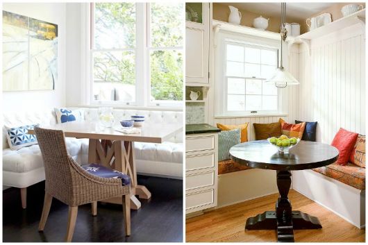 Duas versões de salas de jantar com mesa de canto para você se inspirar