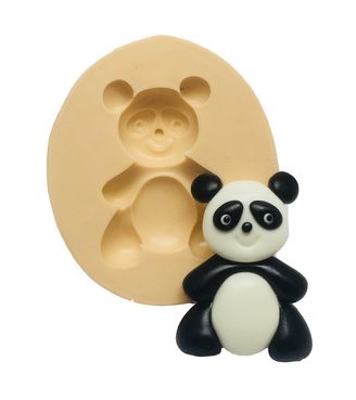 Ursinho de biscuit panda feito em molde