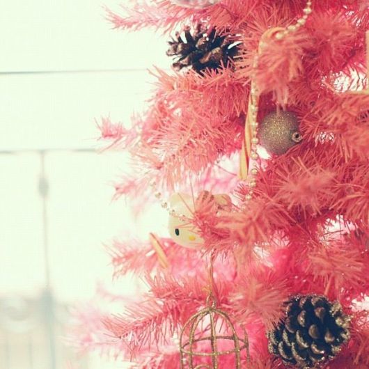 Enfeites dourados e pinhas dão charme à árvore de Natal