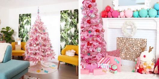 Uma árvore de Natal pink / rosa pode trazer mais glamour à decoração